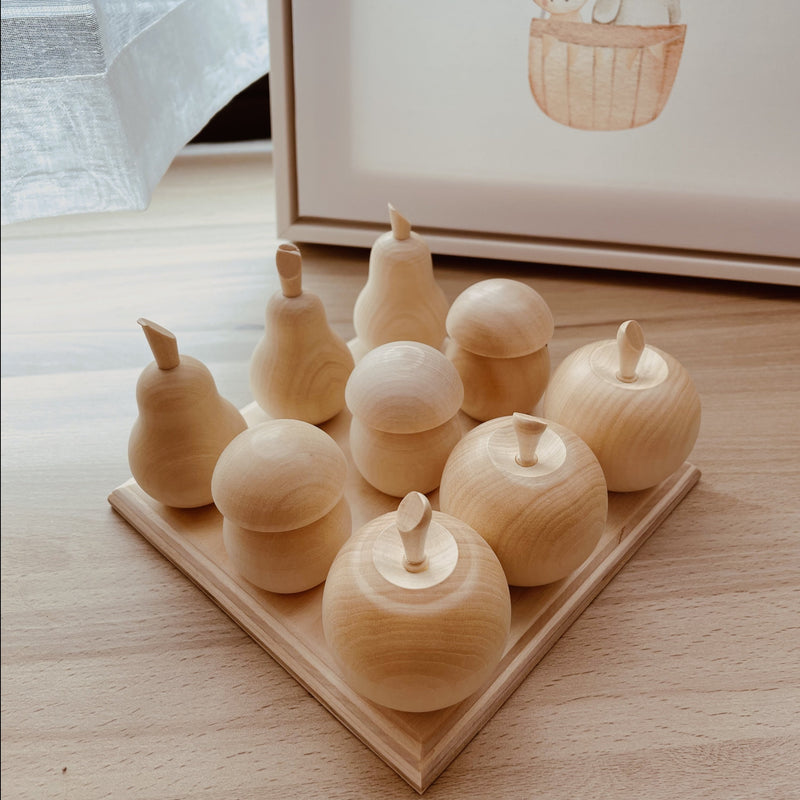 Wooden Toy | Apple, Mushroom and Pear Sorter | Rostok