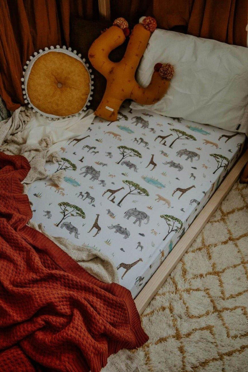 Fitted Cot Sheet - Alpha - A Hopping Bunny