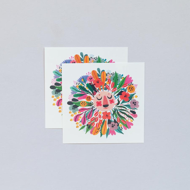 Floral Lion Tattoo Pair | Tattly