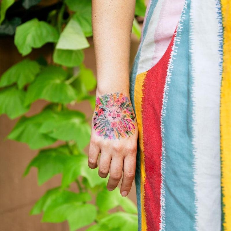 Floral Lion Tattoo Pair | Tattly